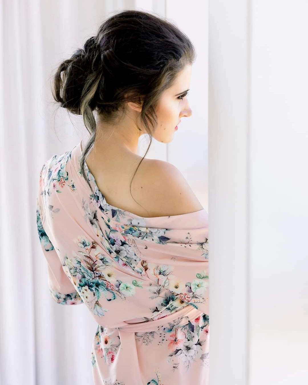 pink summer floral robe
