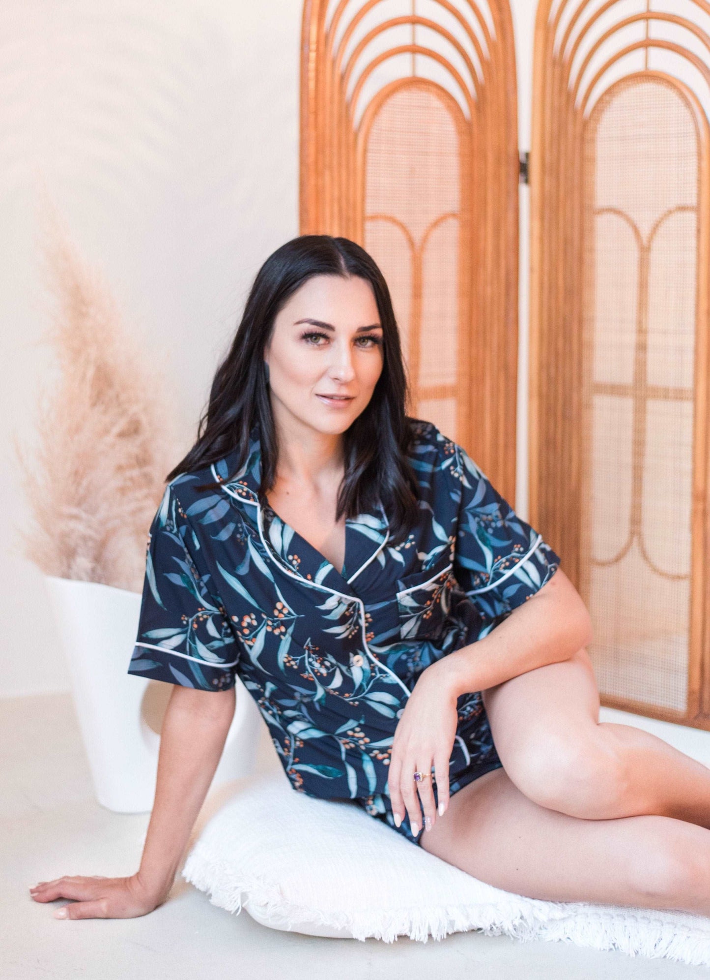 navy printed floral pajama sets