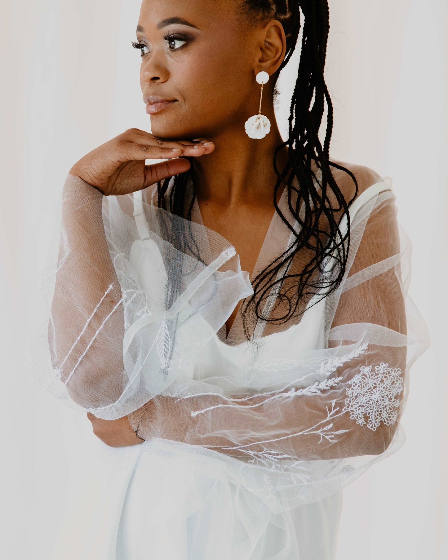 Embroidered Tulle Robe slip dress portait