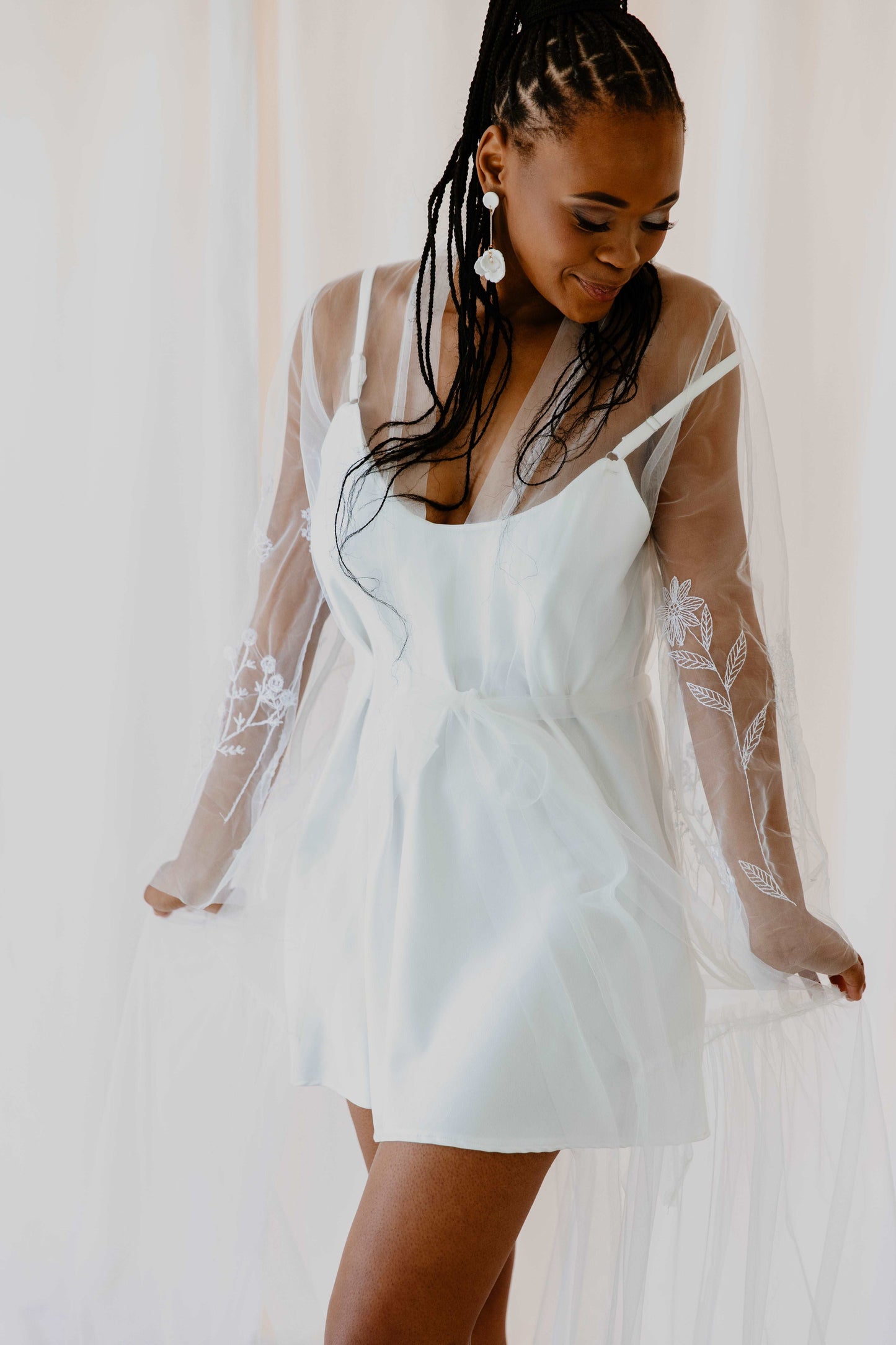 Embroidered Tulle Robe