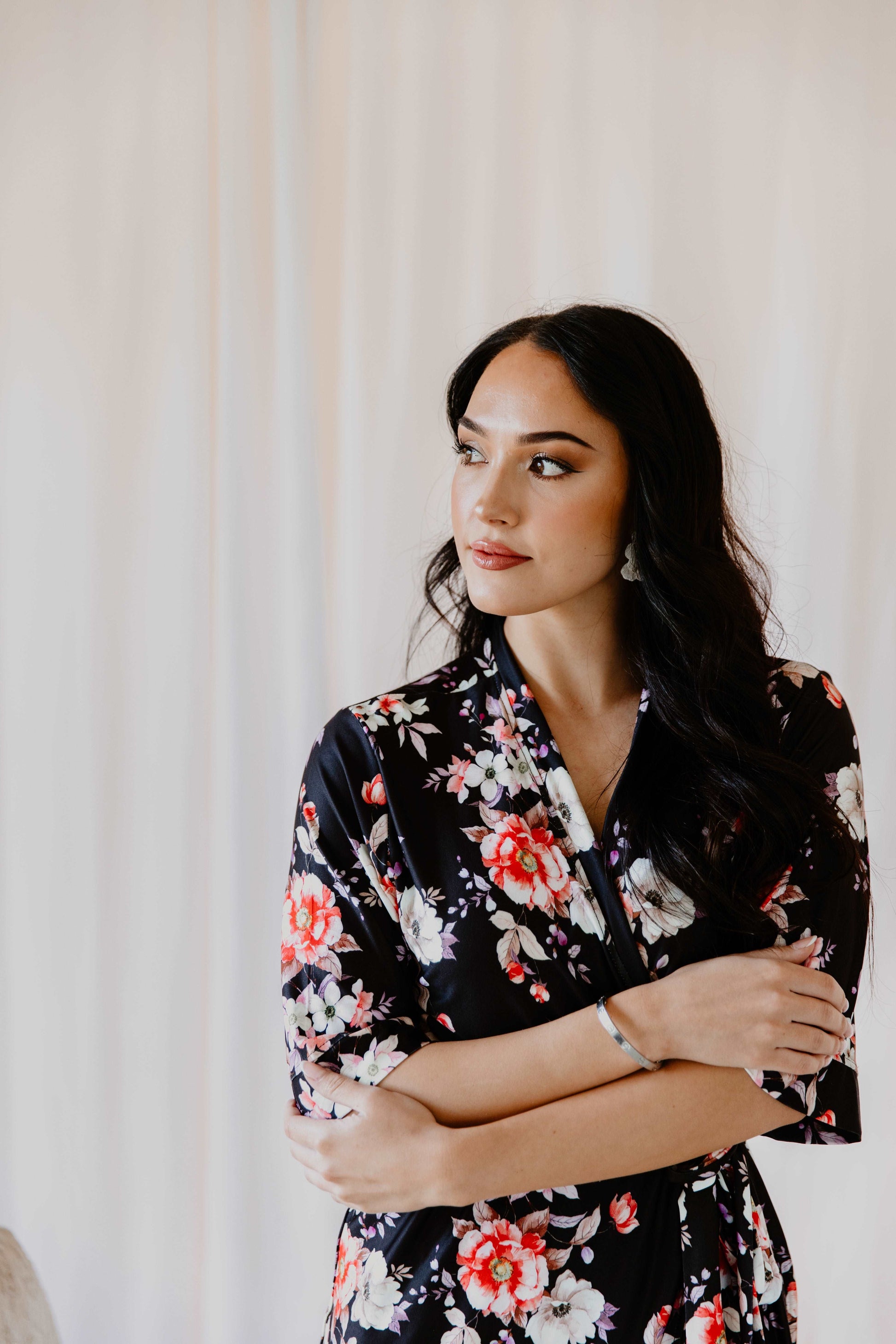 black and white floral robe. Matching set